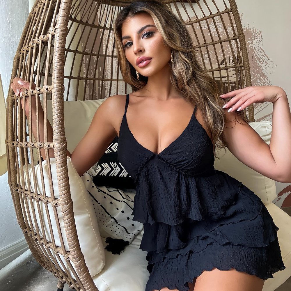 Black Ruffle Mini Dress